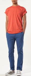 bright skinny pants orange top